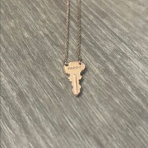 The Giving Keys Gold Necklace with Dainty Pendant - Happy